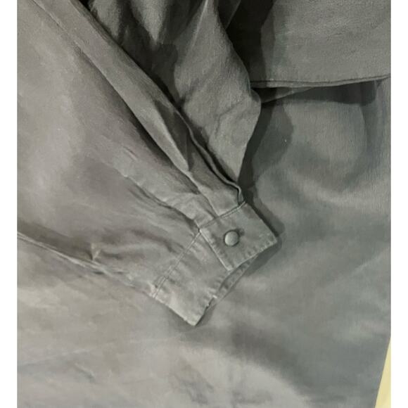 Oscar de la Renta Expressions Vintage Soft Black 100% Silk Long Sleeve Top sz LG - Picture 7 of 8